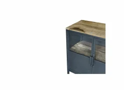 Dressoir Titano 180cm - ijzer & mango massief - grijs & naturel