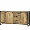 Dressoir Woodstock 200cm - mango massief & metaal - naturel & zwart