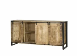 Dressoir Woodstock 200cm - mango massief & metaal - naturel & zwart