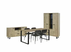 Eetkamer Como 1 met 4 stoelen Epoca antraciet - tafel 170x95cm - dressoir 170cm - kast 120cm