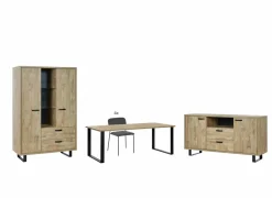 Eetkamer Como 1 met 4 stoelen Epoca antraciet - tafel 200x95cm - dressoir 170cm - kast 120cm