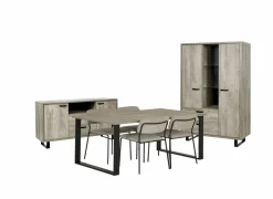 Eetkamer Como 2 met 4 stoelen Epoca beige - tafel 200x95cm - dressoir 170cm - kast 120cm
