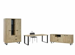 Eetkamer Como 1  met 4 stoelen Epoca antraciet - tafel 170x95cm - dressoir 220cm - kast 120cm