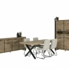Eetkamer Cronos decor eik met 4 stoelen Crux - tafel 210x100cm - dressoir 218cm - kast 130cm