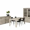 Eetkamer Elias met 4 stoelen Chuck - tafel 190x90cm - dressoir 201cm - vitrinekast 115cm