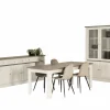 Eetkamer Eline met 4 stoelen Charlton - tafel 190x90cm - dressoir 220cm - vitrinekast 126cm