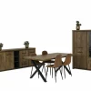 Eetkamer Ensor met 4 stoelen Speech - tafel 220x95cm - dressoir 230cm - vitrinekast 125cm