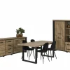Eetkamer Estrella met 4 stoelen Charlton - tafel 190x95cm - dressoir 225cm - barkast 120cm