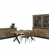 Eetkamer Etienne met 4 stoelen Jumper - tafel 220x95cm - dressoir 221cm - opzetstuk 221cm