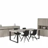 Eetkamer met 4 stoelen Frantz - tafel 226x103cm - dressoir 248cm - barkast 140cm