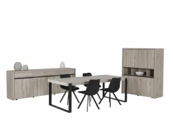 Eetkamer met 4 stoelen Frantz - tafel 226x103cm - dressoir 248cm - barkast 140cm