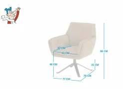 Fauteuil KF 77x70x86cm - stof - cognac