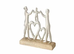 Figuur Family H20cm - aluminium/mango hout - zilver/naturel