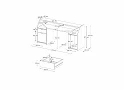 Gamingbureau Set Up 180x67cm - decor - zwart & grijs