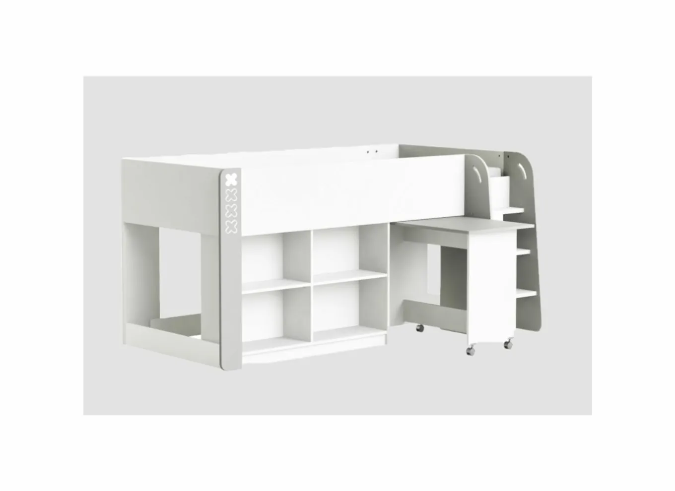 Halfhoogslaper Hampton 90x200cm - decor - wit & grijs