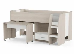 Halfhoogslaper inclusief bureau Nano 90x200cm - decor - shannon eik & wit