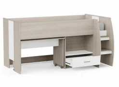 Halfhoogslaper inclusief bureau Nano 90x200cm - decor - shannon eik & wit