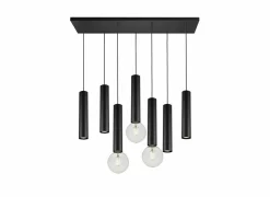 Hanglamp 90cm 4xGU10 3xE27 - aluminium - zwart