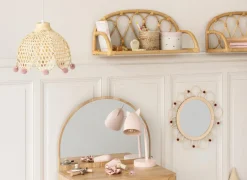 Hanglamp kinderkamer Pompon Ø28cm - bamboe - naturel & roze