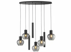 Brilliant Hanglamp Ligari 5xE27 & 3xGU10  black smoked