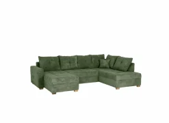 Hoeksalon Abby 311x170cm - stof - groen met bedfunctie
