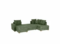 Hoeksalon Abby 311x170cm - stof - groen met bedfunctie