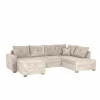 Hoeksalon Abby 311x170cm - stof - beige met bedfunctie