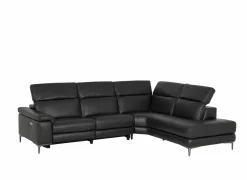 Hoeksalon After 295x232cm - leder - zwart met relax