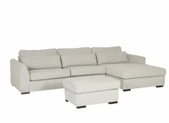 Hoeksalon Alcamo 331x184cm - stof - grijs met poef