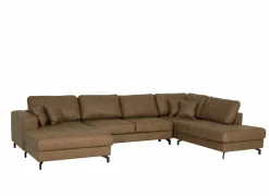 Hoeksalon Alicante 373x228cm - stof - cognac