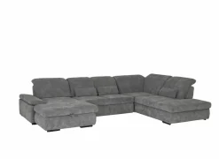 Hoeksalon Artus 371x260cm - stof - grijs met bedfunctie & opbergruimte