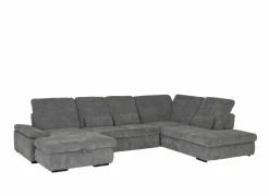 Hoeksalon Artus 371x260cm - stof - grijs met bedfunctie & opbergruimte