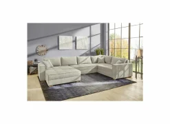 Hoeksalon Brixen 379x227cm - ribfluweel - lichtgrijs met bedfunctie