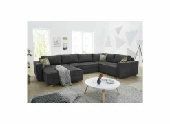 Hoeksalon Brixen 379x227cm - stof - donkergrijs met bedfunctie