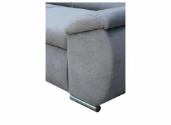 Hoeksalon Caro 272x197cm - stof - middengrijs met bedfunctie en opbergruimte