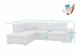 Hoeksalon Caro 272x197cm - stof - middengrijs met bedfunctie en opbergruimte