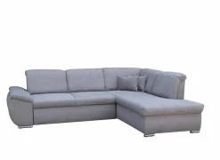 Hoeksalon Caro 272x197cm - stof - middengrijs met bedfunctie en opbergruimte