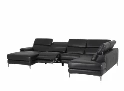 Hoeksalon Cell 370x232cm - leder - zwart met relax