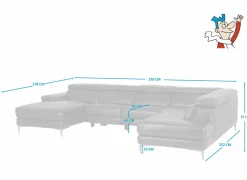 Hoeksalon Cell 370x232cm - leder - zwart