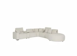 Hoeksalon Down 330x370cm - stof - crème met relax & opbergruimte