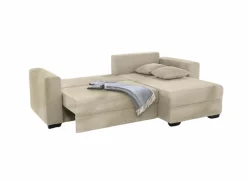 Hoeksalon Elmau 235x169cm - stof - lichtgrijs met bedfunctie & opbergruimte