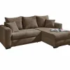 Hoeksalon Elmau 235x169cm - stof - bruin met bedfunctie & opbergruimte