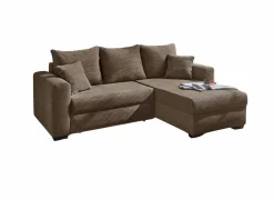 Hoeksalon Elmau 235x169cm - stof - bruin met bedfunctie & opbergruimte