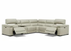 Hoeksalon Era 320x287cm - leder - beige met relax & zero-wall functie & opbergruimte