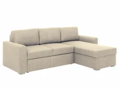 Hoeksalon Flemingsburg 226x165cm - stof - beige met bedfunctie en opbergruimte