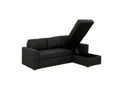 Hoeksalon Flemingsburg 226x165cm - stof - donkergrijs met bedfunctie en opbergruimte