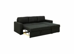 Hoeksalon Flemingsburg 226x165cm - stof - donkergrijs met bedfunctie en opbergruimte