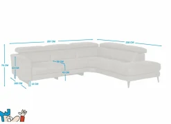 Hoeksalon Flow 287x238cm - stof - grijs met relax