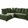 Hoeksalon Heidelberg 228x199cm - stof - groen met bedfunctie & relax & opbergruimte