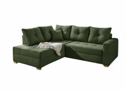 Hoeksalon Heidelberg 228x199cm - stof - groen met bedfunctie & relax & opbergruimte